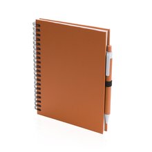 Libreta de anillas ecológica con boli de cartón reciclado 15x18,2 cm Naranja