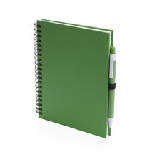 Libreta de anillas ecológica con boli de cartón reciclado 15x18,2 cm Verde