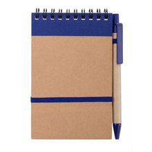 Libreta ecológica y boli de cartón reciclado 9,7x14,4 cm Azul