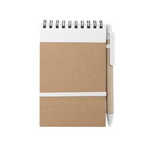 Libreta ecológica y boli de cartón reciclado 9,7x14,4 cm Blanco