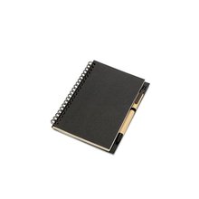 Libreta ecológica reciclada con bolígrafo 18x13 cm Negro