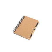 Libreta ecológica con tapa natural de materiales reciclados con bolígrafo 18x13 cm Beige