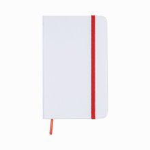 Libreta publicitaria elegante de bolsillo con tapas de cartón 9 x 14 cm Blanco / Rojo