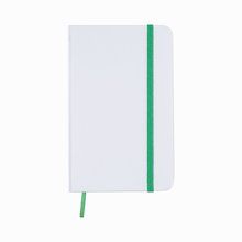 Libreta publicitaria elegante de bolsillo con tapas de cartón 9 x 14 cm Blanco / Verde