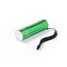 Linterna de aluminio con 9 led y cinta de agarre Verde