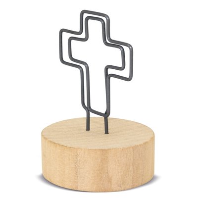 Memo Clip Cruz con Base de Madera