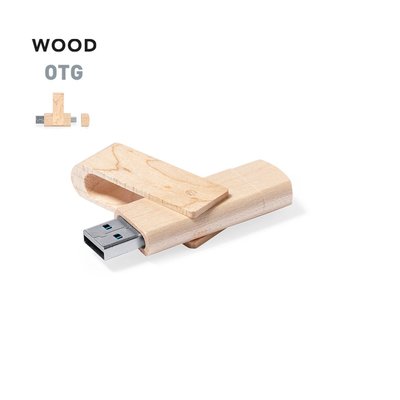 Memoria USB 16GB con clip giratorio de madera