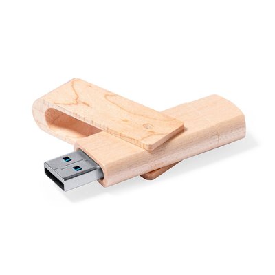 Memoria USB 16GB con clip giratorio de madera