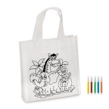 Mini bolsa non woven para colorear con 5 rotuladores Blanco