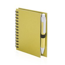 Mini-libreta ecológica de cartón reciclado con boli a juego 8,6x11,7 cm Amarillo