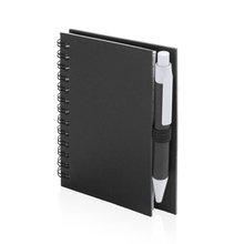 Mini-libreta ecológica de cartón reciclado con boli a juego 8,6x11,7 cm Negro