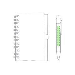 Mini-libreta ecológica de cartón reciclado con boli a juego 8,6x11,7 cm | En el bolígrafo cara A