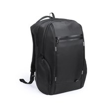 Mochila acolchada hidrófuga para portátil 15' con conexión USB, cable incluido Negro