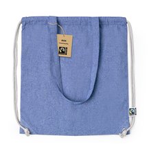 Mochila de algodón certificación Fairtrade y asas Azul