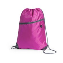 Mochila cuerdas en poliéster con salida auriculares y bolsillo Fucsia