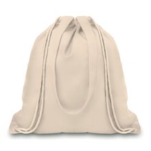 Mochila de lona en canvas con asas largas y cordón Beige