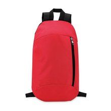 Mochila en poliéster con cremallera lateral y bolsillo delantero Rojo