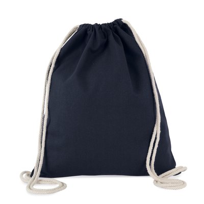 Mochila de algodón con cordones blancos Azul