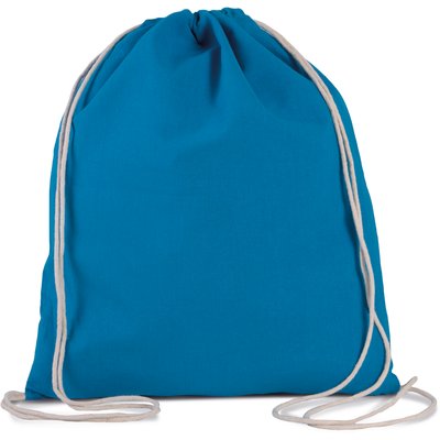 Mochila de algodón orgánico con cordones blancos Azul