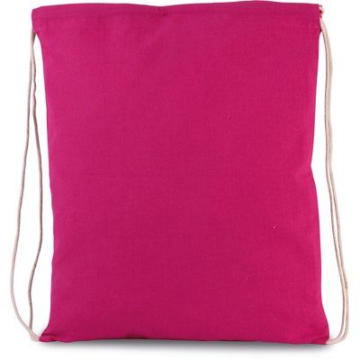 Mochila de algodón orgánico con cordones blancos Magenta