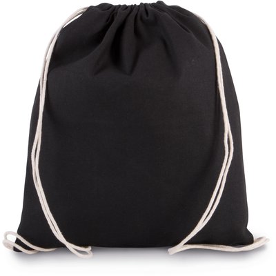 Mochila de algodón orgánico con cordones blancos Negro