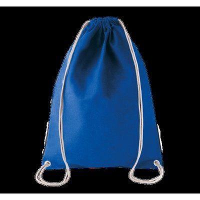 Mochila con cordones blancos de algodón Dark Royal Blue