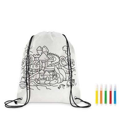 Mochila Saco para Colorear con Rotuladores Blanco