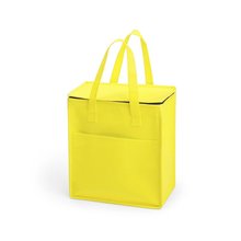 Nevera de non-woven con bolsillo frontal y asa de transporte Amarillo