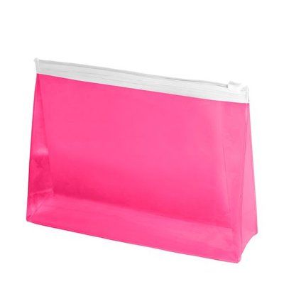 Neceser Translúcido PVC con Cierre Zip Fucsia