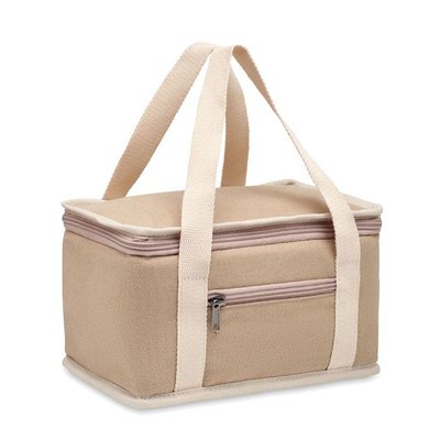 Nevera Portátil Canvas 6 Latas Beige