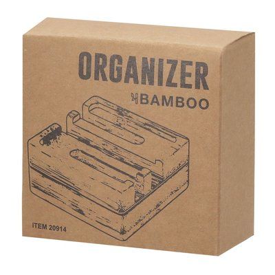 Organizador de bambú con tarjetero