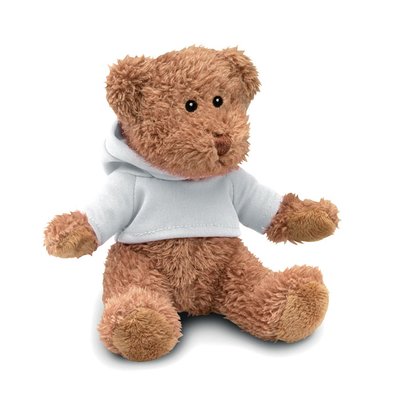 Osito de peluche con sudadera de capucha de colores Blanco