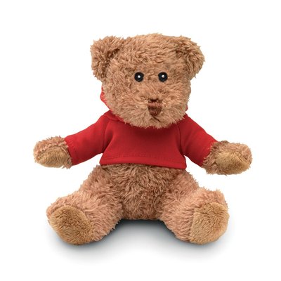 Osito de peluche con sudadera de capucha de colores Rojo