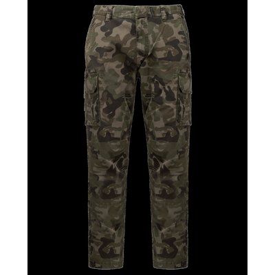 Pantalón multibolsillos algodón elastano envejecido Olive Camouflage 54 FR