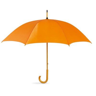 Paraguas de apertura manual con mango de madera Naranja