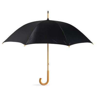 Paraguas de apertura manual con mango de madera Negro