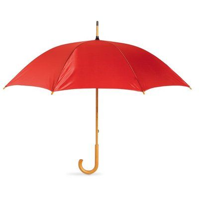 Paraguas de apertura manual con mango de madera Rojo