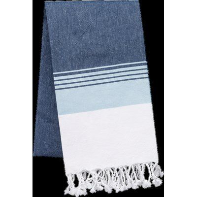 Pareo de algodón con flecos Denim / Sky Blue Stripe