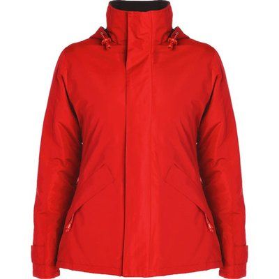 Parka mujer impermeable con capucha y bolsillos Rojo L