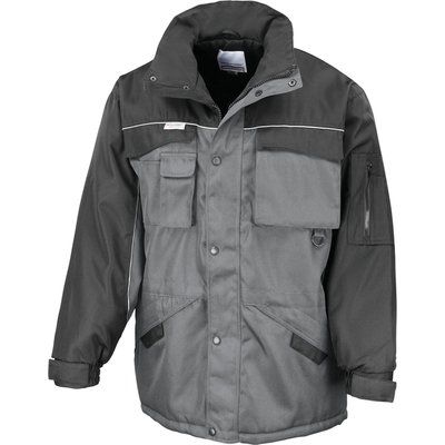 Parka con Parches reflectantes de seguridad. Grey / Black 3XL