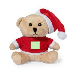 Peluche Oso con Gorro de Papa Noel | Sobre la camiseta del oso | 30 x 25