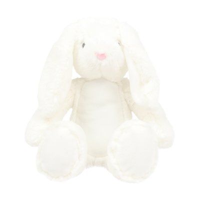 Peluche poliéster con vientre de felpa White Bunny