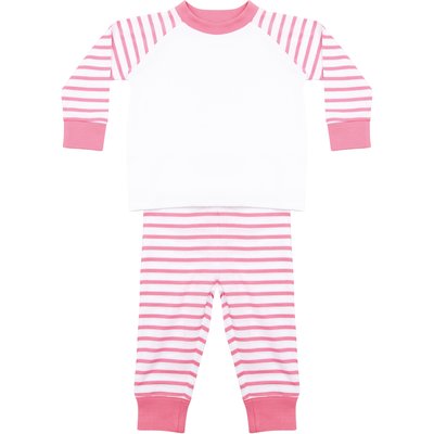 Pijama a rayas para bebé Rosa / Blanco 0/6M