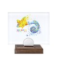 Placa Dual de Cristal con Peana de Madera