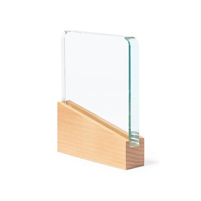 Placa Cristal con Base Inclinada de Madera