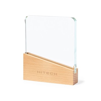 Placa Cristal con Base Inclinada de Madera