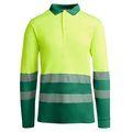 Polo AV Manga Larga Transpirable VERDE JARDÍN/AMARILLO FLÚOR 3XL