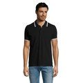 Polo Hombre Cuello Rayado 200g Negro/Blanco XL