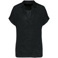 Polo de lino mujer ajustado mangas caídas Black XS