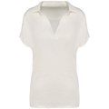 Polo de lino mujer ajustado mangas caídas Ivory M